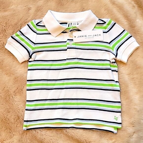 JANIE AND JACK WHITE STRIPED POLO, SIZE 3-6 MONTHS - NEW! - Picture 1 of 6